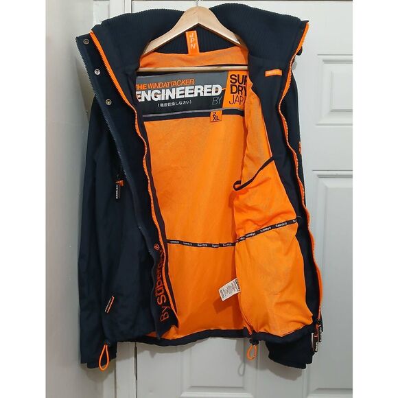 Superdry mens xl tough strong windbreaker nylon jacket navy blue - Picture 4 of 8